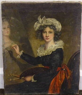 After Elisabeth Louise Vigee le Brun. Artist painting Marie-Antoinette, oil on canvas, 50cm x 40cm. - 2