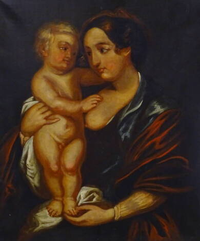 19thC British School. Madonna and Child, oil on canvas, 76cm x 63cm.