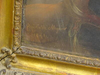 19thC Continental School. Portrait of Mme Coerine Dessierich de Ses 3 filles, pastel, titled verso, 47cm x 60cm. - 3