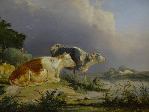 Thomas Sidney Cooper. Views near Rochester, oil on canvas - pair, oil on canvas, signed and titled verso, 29.5cm x 39.5cm.