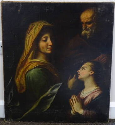 18thC/19thC School. Madonna with maiden looked over by Saint Jerome, oil on canvas, 77cm s 67cm. - 2