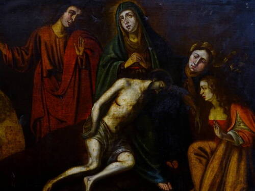 18thC/19thC School. Christ with Madonna, oil on canvas, 82cm x 100cm.