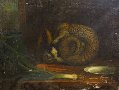 E. Chadin(?)(19thC). Game still life, oil on canvas, indistinctly signed, 68.5cm x 42.5cm, and another Rams head (2). - 2