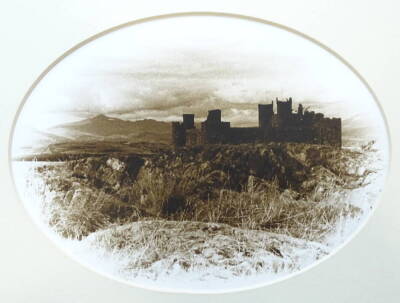 David Paton (20thC). Harlech Castle, photographic print, signed, 14cm x 19cm.