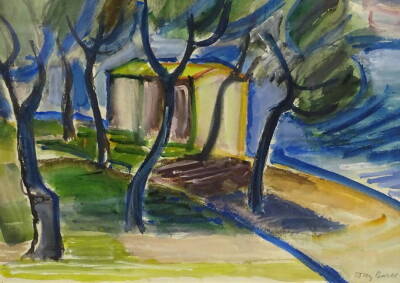 Antonin (Tony) Bartl (1912-1998). Landscape with trees, watercolour, signed, 30.5cm x 40.5cm.