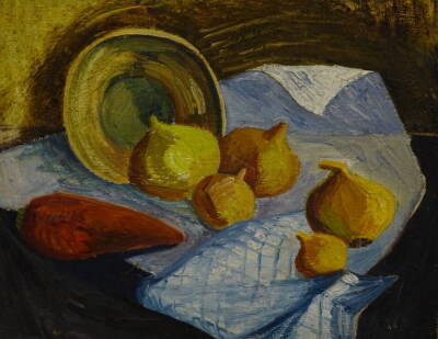 Noel Rowston Brannan (1921-2001). Still life with onions, oil on canvas, 51cm x 61cm.