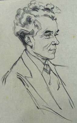 Eena Plachte (1893-1986). Portrait study, drawing, studio stamp, 9cm x 24cm, and another. Provenance: Brannan Archive.