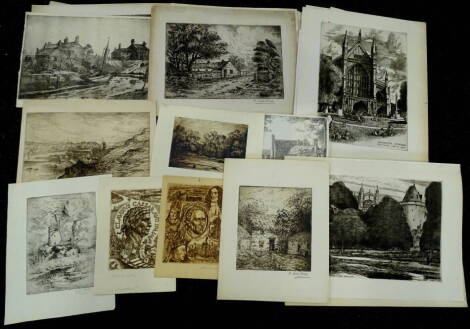 Brannan Archive. Etchings and prints - various hands, including W.W. Ward, contents of Album - approx 21 items.