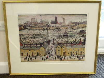 Laurence Stephen Lowry (1887-1976). Britain at Play, artist signed coloured print, 49cm x 62cm. - 2