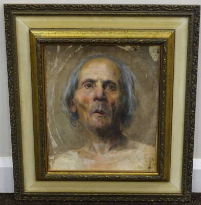20thC School. Portrait study of a man, oil on canvas laid on board, 38.5cm x 32cm. - 2