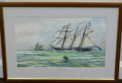 Peter Whittock (20thC). Huntress off Dodman Point, watercolour, signed and titled, 30cm x 51cm. Artist label verso - dated 1996. - 2