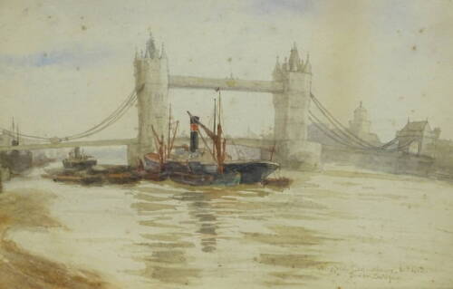 Winefred Cadwallader (19thC/20thC). Tower Bridge, watercolour, signed, titled and dated Oct 1903, 25.5cm x 37cm.