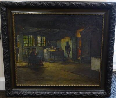 Anders Montan (1845-1917). Old lady in cottage interior, oil on canvas, signed and dated 1912, 56.5cm x 66cm. - 2