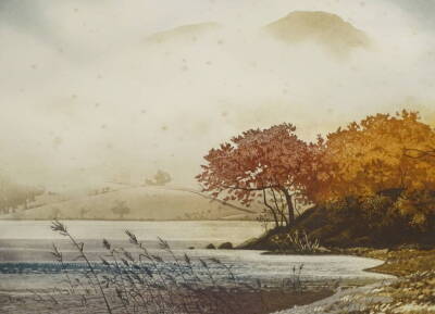 Simon Bull (b.1958). Ullswater - Autumn Morning, Autumn Mist Loghagg Tam, two artist signed coloured prints, 32cm x 43cm (2). - 2