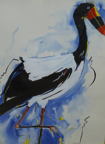Rozanne Bell (b.1962). Bird black, watercolour, signed, 75cm x 54cm With artist signed certificate of authenticity.