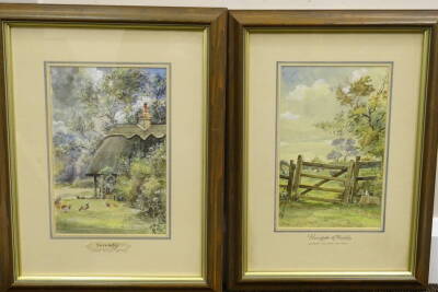 C.J. Thornton. Old Cottage, Scremby, Lincs, watercolour, signed and titled, 26cm x 17cm, and another Handgate at Markby. - 3