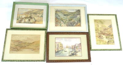Mary Ardin. Landscape, watercolour, signed, and four others (5). - 2