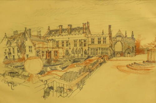 Walter Cockcroft. Newstead Abbey from East, watercolour, signed, titled and dated October 1983, 29cm x 42cm. Label verso City of Nottingham Castle Museum - Local Artists Exhibition.