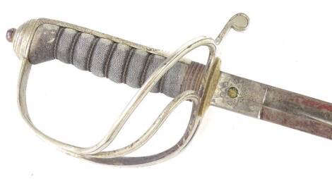 A George VI Royal Artillery officers sword, by Hobson and Sons London, with scabbard (AF), 103cm L, blade 88cm L.