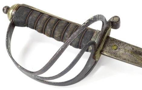 A George V British Royal Artillery sword, with scabbard, by Batson, London, number 2738, 103cm L, blade 86cm L.