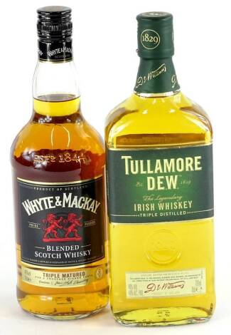 Two bottles of whisky, to include Tullamore Dew and Whyte and Mackay triple matured.