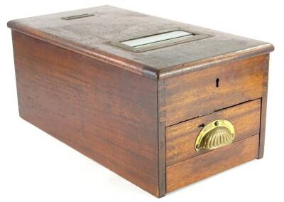 A Gledhill of Halifax mahogany and brass till or cash register, 28cm W.