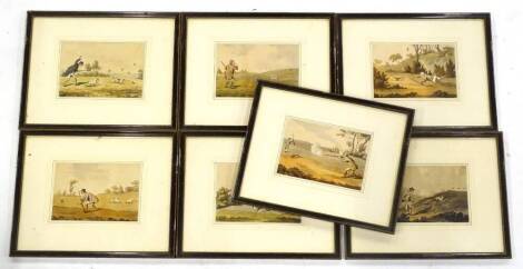 After Alken. Gentleman shooting, coloured sporting prints, a set of seven, 13cm x 18cm.