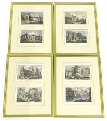 After N Whittock. Yorkshire Abbeys to include Kirkham, Whitby, Richmond etc., a set of eight in four frames.