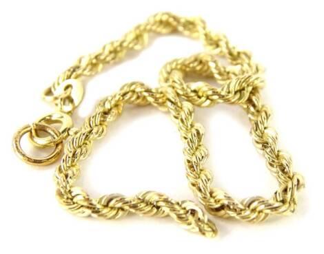 A 9ct gold rope twist bracelet, the end links (AF), 18.5cm L overall, 1.5g.