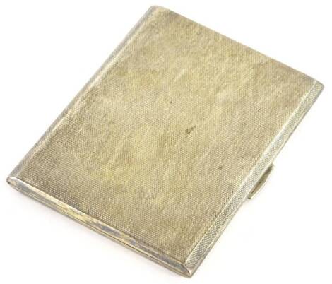 A George V engine turned silver rectangular cigarette case, Birmingham 1919, 5½oz.