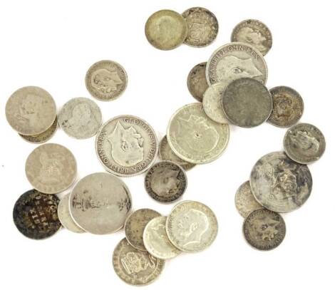 Twenty nine pre 1920 silver coins, 67g approx.