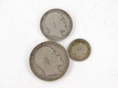 Nine Edward VII silver coins, 57g approx. - 2