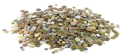 A large quantity of world coins, to include Spain, Australia, Portugal, etc.