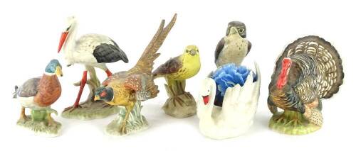 Various Goebel ceramic models, to include a turkey, pheasant, mallard duck, etc.