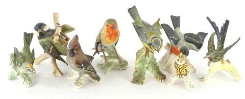 A collection of Goebel ceramic birds, to include a Robin, Blue Tit, etc.