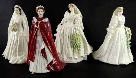 A collection of Coalport and Worcester figures, to include Royal Worcester figure of The Queen, a Compton & Woodhouse Princess of Wales made by Coalport, etc. (4)