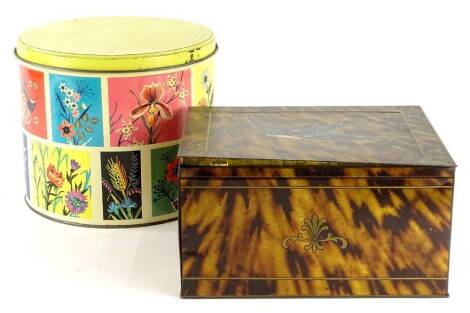 Two Bluebird toffee vintage tins, to include an example decorated in simulated tortoise-shell.