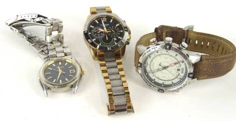 Three modern gent's wristwatches, comprising a Sekonda chronograph watch, a Timex chronograph watch and a Seiko, boxed. (3)