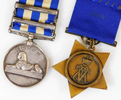 An Egypt and Sudan Gordon relief medal pair, for The Expedition 1885, marked Private R C Archer, one with Khartoum clasps and the Nile 1884-1885 clasps. Archer was a Royal Highlander Blackwatch present in action at the battle of Kirbekan on the 10th Feb - 3