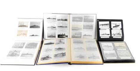 An extensive collection of photographs and postcards, relating to ships of the Royal Naval, early 20thC onwards, contained in four albums, with typed annotation, together with a selection of postcards and photographs relating to ships of the Imperial Germ