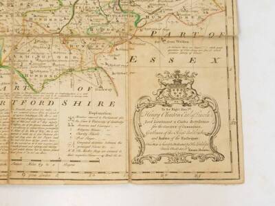 Emanuel Bowen. An accurate map of Cambridgeshire, divided into it's hundreds, hand coloured engraving, dedicated to The Right Honble Henry Clinton, Earl of Lincoln, printed for Jon Bowles, London c1764-77. - 4