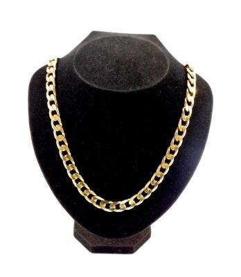 A 9ct gold curb link neck chain, on a lobster claw clasp, 101.7g.