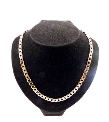 .A 9ct gold curb link neck chain, on a lobster claw clasp, 47.5g.