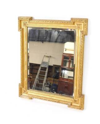 A Georgian style gilt wood and gesso wall mirrror, of rectangular section, with fluted and harebell moulding, inset bevelled glass, bears label verso, Mercury, Regd Trademark, 78cm H, 62cm W. - 2