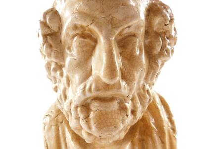 After The Antique, a pottery classical bust of an old man, 48cm H. - 2