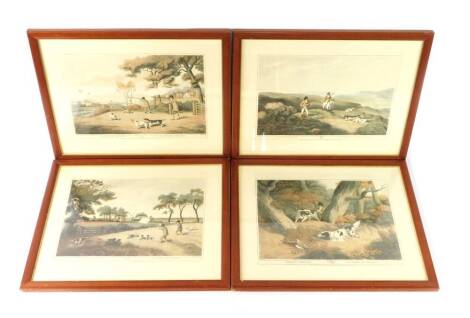 After Samuel Howitt (British, 1765-1822). Four hunting prints, previously engraved by J Clark and H Merke, originally published 1807, comprising Partridge Shooting I & II, Grouse Shooting and Pheasant Shooting, 44.5cm H, 55.5cm W.