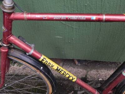 A Supabikes Super Prestige Eddy Merckx road bicycle, maroon with Eddy Merckx decals. - 4