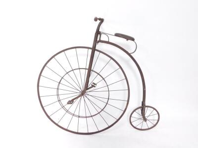 A Victorian style penny farthing, or ordinary bicycle, 130cm H.N.B. We have specific vendors instructions to sell WITHOUT RESERVE.