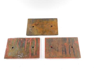 Three cast iron railway wagon plates, comprising BR (M) - 1967 188153A, BR (D) 1962, 284A, and BR (SC) 1967 354A. - 2