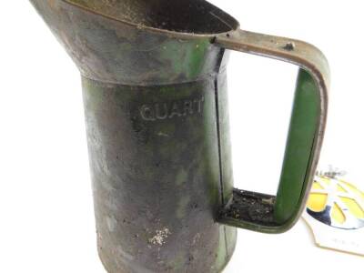 A Duckham's NOL Motor Oil green painted quart oil can, together with an AA 1945-67 car badge, (2) - 3